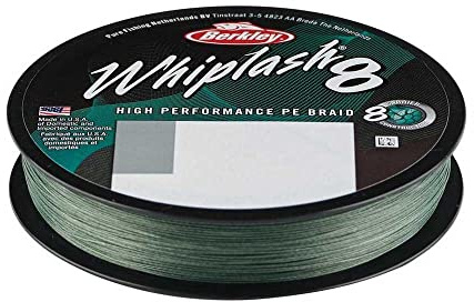 Berkley Whiplash8, línea de Pesca, Superline, Predator Fishing, Lucio, Perca, lucioperca, Trucha, Unisex, Verde Musgo, 0.14 mm | 19.2 kg | 42 Libras | 330 Yardas