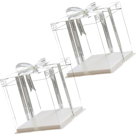 Semazz Clear Tall 6 Inch Cake Box with Double Layer Container - 2 PCS for Weddings, Birthdays, and Celebrations