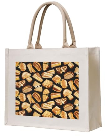 YWSOTRE Sándwiches de queso asado,Bolso de mano Bolso de lona Bolso de compras Bolsas de comestibles, Bolsas de hombro multiusos