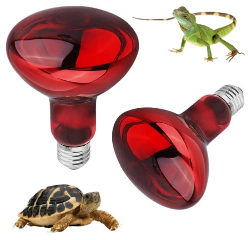 Dhqkqg 2 Pack Reptile Heat Lamp, 100W Heat Lamp for Reptiles, E27 Reptiles Heat Lamp Bulb, Infrared Heat Lamp for Reptiles, Reptile Heat Bulb, Basking Spot Heat Lamp for Reptiles, Tortoise, Snakes