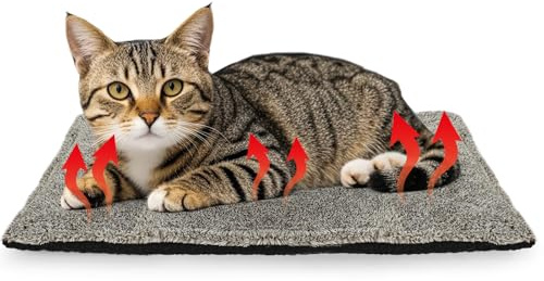 PETZOOKA Self-Warming Cat Bed Pad, Self-Heating Cat Bed Mat Thermal Blanket for Indoor Cats & Small Dogs,22 * 16 inch