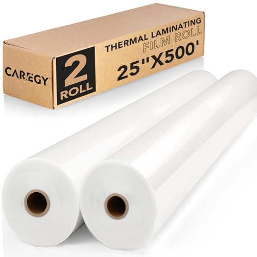 CAREGY Thermal Laminating Film Roll 2 Pack1.5 Mil 1 Inch Core Laminate Rolls,25 x 500',School Lamination
