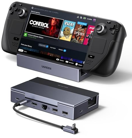 UGREEN Steam Deck Dock mit HDMI 4K@120Hz, Verstellbares Docking Station mit 5Gbps USB A & USB C 3.0, 100W PD-Ladung, 1Gbps Ethernet, Kompatibel mit Steam Deck, OLED, ROG Xbox Ally, Legion go, MSI Claw