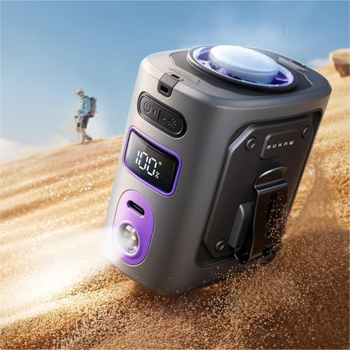 MUXNW Waist Clip Fan,100‑Speed 14000RPM,8000mAh | Portable clip‑on wearable fan, under‑shirt airflow, body‑back heat relief, belt mount, for men worksite use