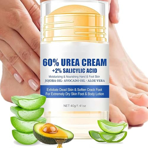 Urea Foot Cream 60 Percent for Extremely Dry, Cracked Skin – Deeply Moisturizing Foot & Hand Balm. Fast-Acting Repair for Rough Heels, Knees, Elbows & Hands, Severe Dryness