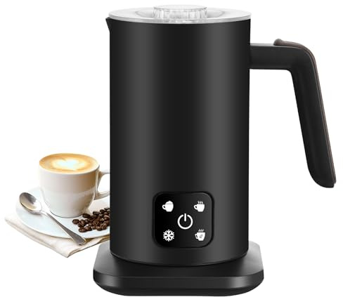 Panana Milk Frother Electric 4 in 1 - Automatic Milk Frothers, 350ml Large Capacity Milk Steamer, Milk Heater and Warmer Hot & Cold Milk Foamer Maker for Latte Coffee Chocolate (Black)