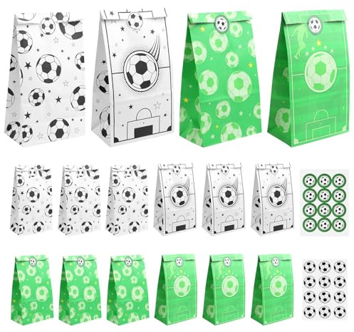 24 stycken presentpapper fotboll 12 × 7 × 22 cm presentpåsar barns födelsedag