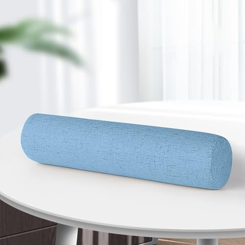JORTUIO Almohada Cervical Cilíndrica,40/50/60/70/90 cm Cojin Cilíndrico del Cuello Núcleo de Espuma de Memoria Cojines Rulo Reposacabezas, para Lumbar,Rodillas,Dormir/Hogar/Oficina(Azul,12cmx40cm)