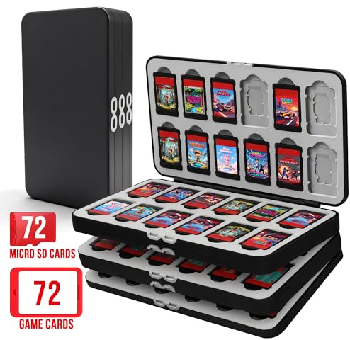 Game Card Case for Nintendo Switch, 72 Slots Switch Game Holder with 72 Micro SD Card Storage, Protective Game Cartridge Organizer for Switch 2 OLED/Lite, Portable Travel Game Card Storage Box