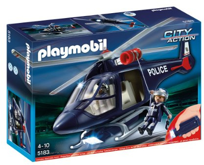 Playmobil - 5183 - Jeu de Construction - Hélicoptère de Police avec Projecteur