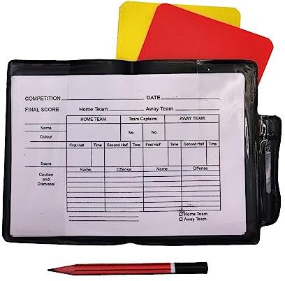 Optimum Football Referee Cards Set – Red & Yellow Cards with Wallet & Pencil | Referee Kit with Whistle Option