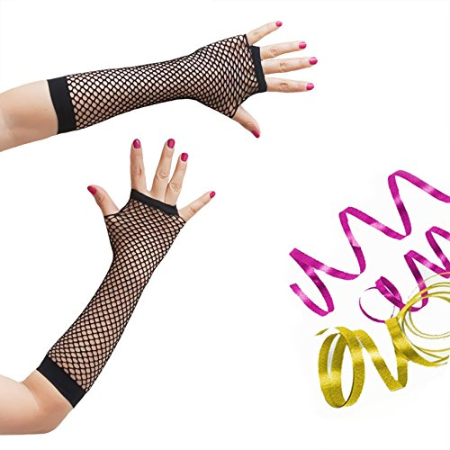 Oblique-Uniuqe® Netzhandschuhe lang in Schwarz - Einheitsgröße