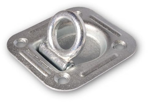 Docks, Anneau d'arrimage carré encastrable, Acier zingué, Charge de Travail Indicative 2 272 kg, Epaisseur 25 mm, Dim 114 x 124 mm, Permet d'ajouter des Points d'accroche sur remorque ou véhicule