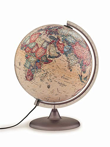 Tecnodidattica – Mappamondo Atmosphere A2, luminoso, girevole, cartografia Stile Antico e meridiano graduato, diametro 30 cm