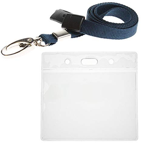 ALG ID Cards | Badge Holder and Neck Lanyard with Metal Clip and Safety Release (Dark Blue Wallet)
