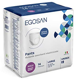 Egosan Pannolone Mutandina Maxi Taglia L - Pacco con 6 confezioni da 14 pezzi - Dispositivi Assorbenti per Incontinenza Grave, Ultra Comfort, Protezione Totale, Sistema Antiodore, Traspiranti, Unisex