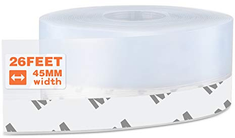 26 Feet Silicone Seal Strip,Door Weather Stripping, Sealing Tape for Door Draft Stopper Adhesive Tape for Doors Windows and Shower Glass Gaps (Transparent, 45MM)
