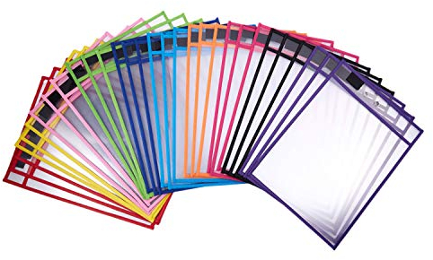 Glakyur 30 Pack Dry Erase Taschen PVC Transparent Dry Erase File Bag Wiederverwendbare Dry Erase Tasche