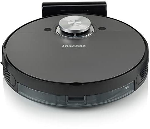 Hisense, Robot Aspirapolvere Lavapavimenti, Mappatura Laser, 3 Livelli di Potenza e di Lavaggio, Controllo tramite App (Wi-Fi), 150 min di autonomia, Batteria 5200 mAh, 55W, Nero (Black RVCL144AB)