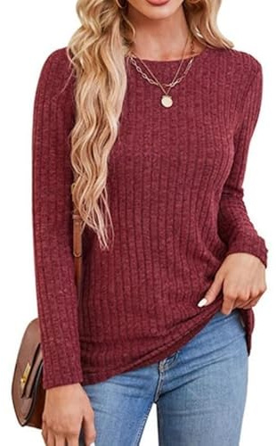 Rongseng Maglioni da Donna Maglia a Maniche Lunghe Girocollo Signore Tunica Tops Leggero Loose Pullover Morbido Sweatshirts Elegante Manica Lunga T-Shirt Casual Felpa Moda Bluse per l'Autunno Inverno