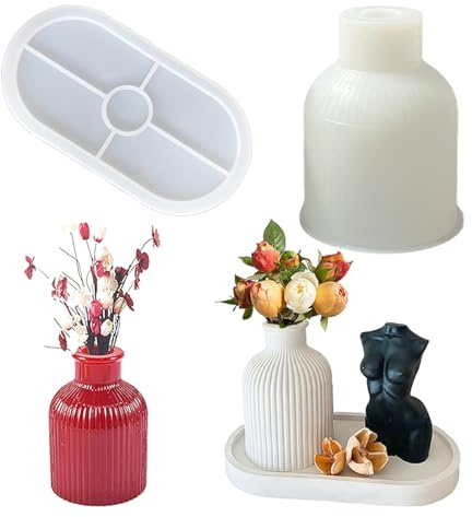 Ylinwtech Vas silikon gjutform, epoxihartsformar för vaser, epoxihartsformar för tillverkning av blomvas och heminredning, pennhållare, vaser, kristallflaskor