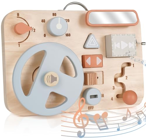 Vanplay Montessori Spielzeug Steuerrad Kinder Lenkrad Busy Board Holzspielzeug Activity Board Motorikspielzeug Reisespiele Kinder ab 2 3 (Erste Ausgabe)