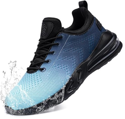 LARNMERN Waterproof Shoes Running Shoes Men's Sports Shoes Cooking Shoes Non-Slip Trainers Fashion Outdoor Casual Shoes Fitness, lightblue, 10 UK