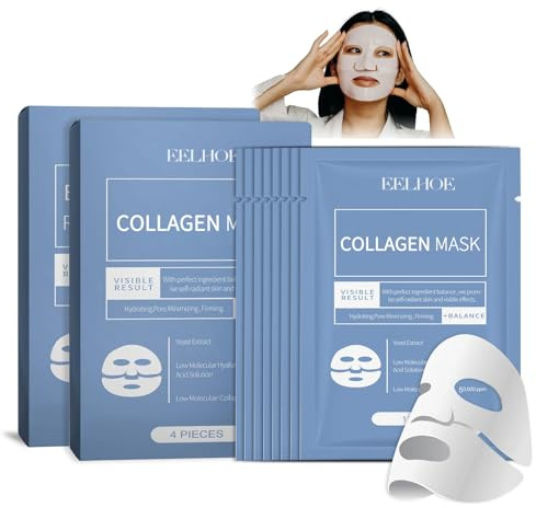 Shefave Collagen Mask, Anti-Falten Lifting Gesichtsmaske Overnight, Kollagen Reverse Film Lösliche Kollagen Sheet Mask mit hydrolysierten Kollagenen