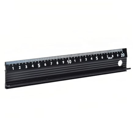 Msiud Regla de Corte Tipo L, Regla de Metal con Agarre Elevado, Aleación de Aluminio Medición Precisa Regla,Tira Goma Herramienta Medición Recta Protectora Antideslizante Oficina Hogar (Tipo L 20cm)