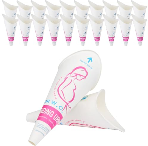 flintronic Urinella für Frauen, 20PCS Einwegpapier Uriniergerät Tasse, Tragbares Weibliches Urinal Trichter für Frauen Reisen, Camping, Patienten Schwangere Kinder, Wandern, Auto Reisen