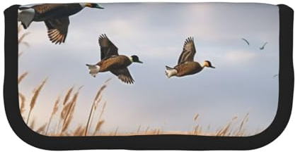 ULKMFFCF Federmäppchen aus Segeltuch mit Jagd-Motiv fliegende Wildente – große Kapazität, Schule, Büro, Organizer, Stifttasche, Kosmetiktasche, Schwarz , Einheitsgröße, Schulranzen