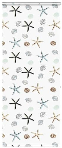 vidaXL Bathroom Shower Roller Blind - PEVA, Shellfish Pattern, 100x240 cm, Adjustable Height, Child Safe, Modern Style