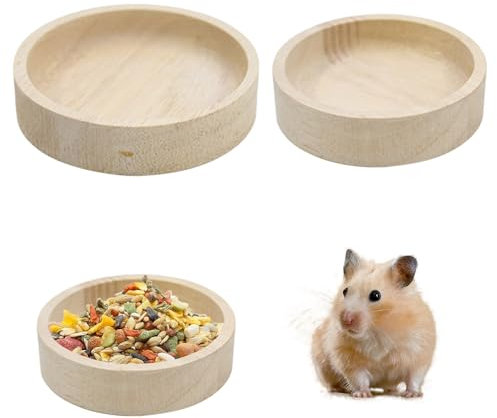 Bekecidi 2er-Pack Holz-Futternapf für Hamster Futternapf für Hamster, Futternapf für Kleintiere Futternapf für Rennmäuse Futternapf für Hamster, Rennmäuse, Chinchillas, Eichhörnchen, Igel, 2 Größen