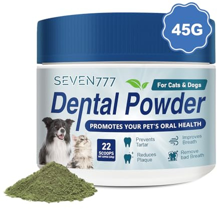 Seven777 Pet Dental Powder,Teeth Cleaning Powder for Dogs and Cats, Plaque & Bad Breath Off,Dental Care Supplies for Small, Medium, Large Dogs and Cats