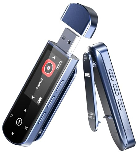 RUIZU 64GB USB MP3 Player with Bluetooth 5.3, Clip Jam Portable Music Player for Sports Running, USB MP3 Player Stick with FM Radio, Voice Recorder, Digital Audio Shuffle Repeat, Phone File Transfer