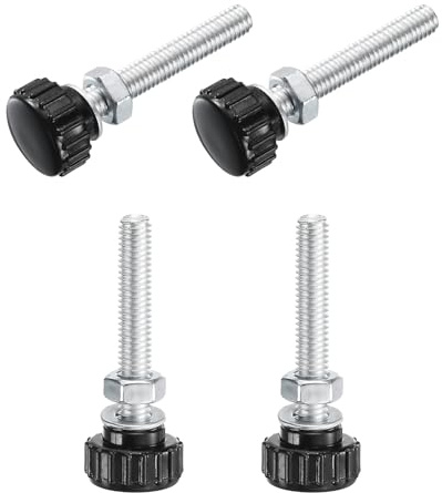 QUARKZMAN 4 stycken räfflade skruvar med gänga M6 x 40 mm rund huvudskruv med muttrar brickor, vingskruvar galvaniserat kolstål klämspak 18 mm klämknappar för maskin