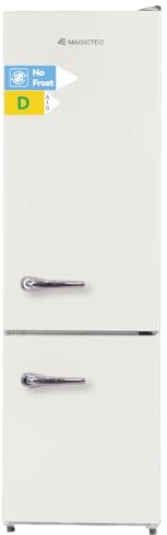 magictec Retro Kühlschrank Mit Gefrierfach Vintage 179cm,【Total No Frost Plus 】, 236L (168L/68L Gefrierfach) | Kühl Gefrierkombination Freistehend Retro | Elektronische Steuerung | Türalarm | Creme