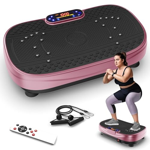 Attrezzo per allenamento a piastre vibranti, piattaforma fitness per tutto il corpo, piastra vibrante con fasce di resistenza per dispositivi di allenamento a casa con controllo della velocità