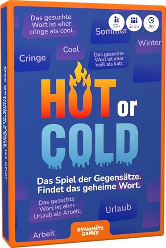 DYNAMITE GAMES Hot or Cold - Das Spiel der Gegensätze - Findet das geheime Code Wort - Seid Ihr auf Einer Wellenlänge? Kartenspiel für Erwachsene & Jugendliche - 2–16 Spieler – Ab 12 Jahren