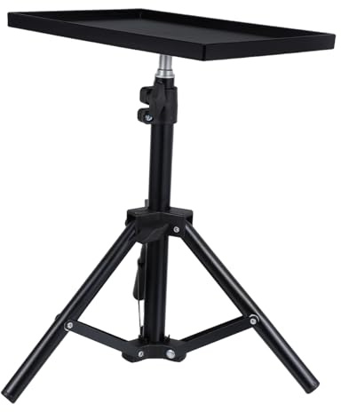 MUELODSIC Soporte Trípode para Proyector Portátil Ajustable 49 Cm, Bandeja Antideslizante, Estructura Abs y Hierro para Uso Escritorio, Suelo y Cama, Soporte Estable para Proyectores