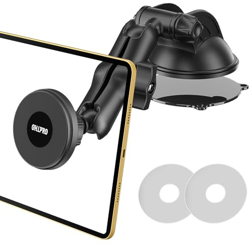OHLPRO Magnétique Support Tablette Voiture Rotatif à 360° pour Pare-Brise et Tableau de Bord Ventouse à Vide Porte Tablette Voiture Compatible avec iPad et Tablettes Samsung Galaxy de 4-13