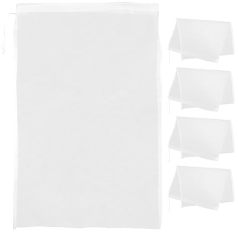 NOLITOY Lot de 5 Sachets Filtrants Réutilisables à Maille Fine 30X45 CM en Tissu Alimentaire pour Lait de Noix Jus de Fruits et Vin Filtre Alimentaire Multi-Usages Cuisine et