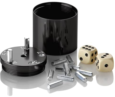 BestSaller 3003 'SUPER SIX' Aluminum 'Sonder Edition', 36 Spielstäbchen & 2 Würfel, schwarz (1 Stück)