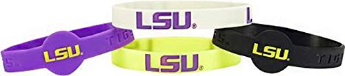 aminco NCAA LSU Tigers Silicone Bracelets, 4-Pack , 1/2 wide with 1 round