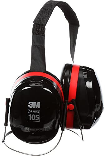 3M PELTOR Hearing Protection Optime 105 Ear Muffs, Behind the Head, NRR 29
