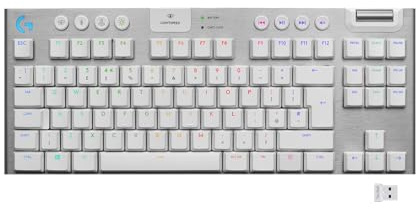 Logitech G915 LIGHTSPEED TKL kabellose mechanische Gaming-Tastatur ohne Ziffernblock, Taktiler GL-Tasten-Switch mit flachem Profil, UK QWERTY Layout, Weiß
