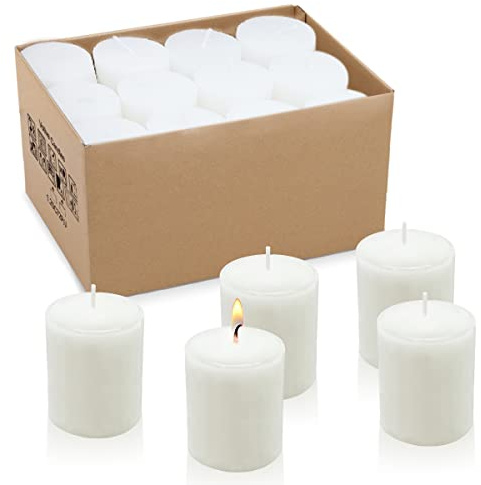 12 Hours Votive Candles, 24 Packs Unscented White 2.0 inch Wax Candles for Wedding, Party, Holiday & Home Decor, 1.5 W x 2.0 H