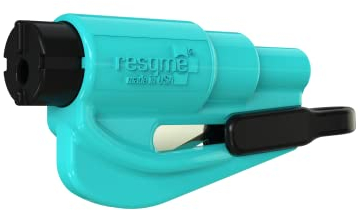 Resqme La herramienta original para llavero de escape de emergencia de automóvil, cortador de cinturón 2 en 1 y rompevidrios, fabricado en EE. UU., Verde Azulado