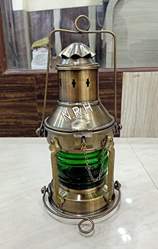 Classic Oil Lamp Table Lanterns for Home, Garden, Camping Citronella (Green Glass)