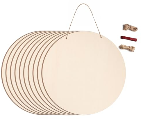 Winter Shore 30 cm Holzscheiben zum Basteln [10er-Pack] - Unbehandelte Holzscheiben Rund zum Basteln, Gravieren, Brennen & Malen - Holzplatte Rund zum Erstellen von Türhängern & Willkommensschildern